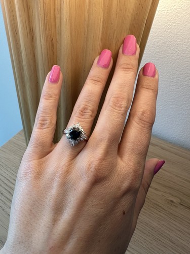 Platinum Diamond & Sapphire Ring 1.65tcw - Picture 6 of 8