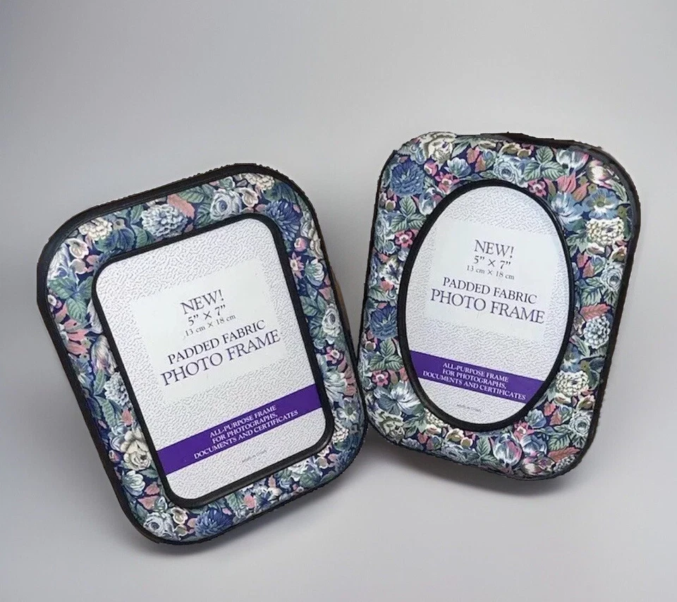 NWOT: Floral Padded Fabric Self Standing Picture Frames 5”x7” set of (2) - Image 2 of 4