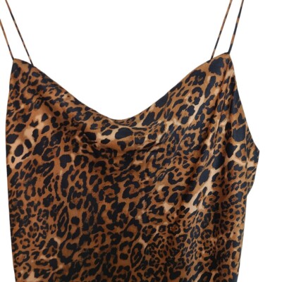 Cami NYC Womens S Brown Leopard Print Sleeveless Silk Blend
