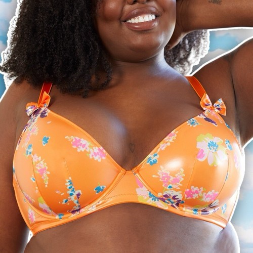 Neu mit Etikett Savage X Fenty Night Blooms ungefütterter Halb-BH mit Bügel Blumenmuster Wetlook glänzend