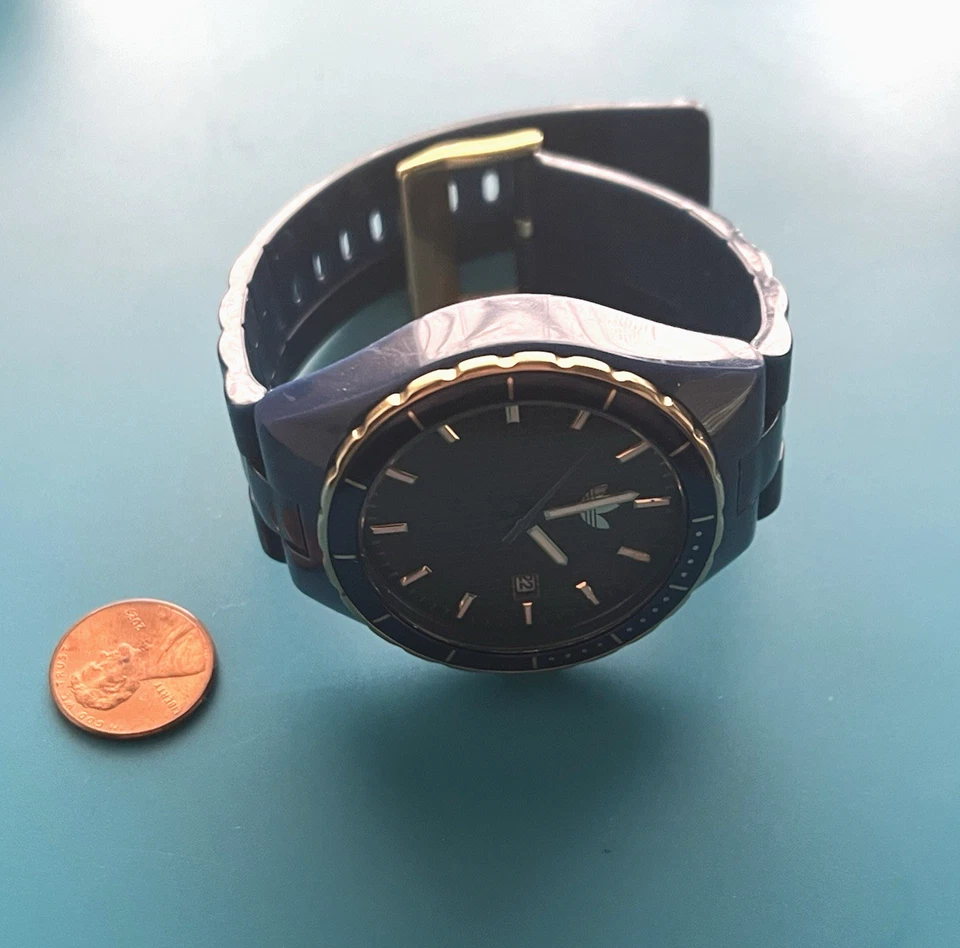 Adidas Originals ADH2026 Blue Dial Watch With Gold-tone Bezel And Blue Strap - Image 2 of 4