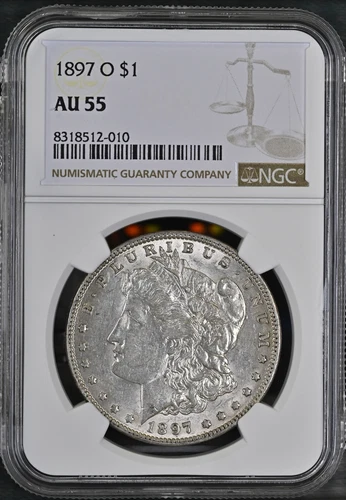 1897 O Morgan Silver Dollar NGC AU-55