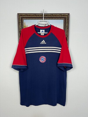 Vintage 90's Adidas Bayern Munich Football Train Shirt Soccer Mens Jersey Size L
