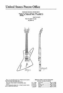 US Patent Print Gibson Moderne Electric Guitar 1950's Document - Picture 1 of 1