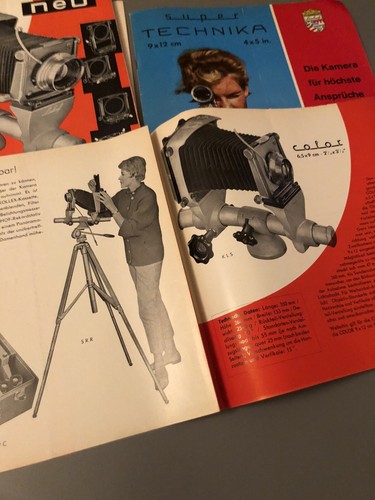 7x Brochure Pubblicità Treppiedi Vintage Originali Linhof Technorama - Foto 7 di 8