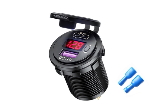 caricabatterie USB 12V/24 presa accendisigari doppia porta per auto furgone moto - Foto 2 di 4
