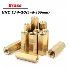 UNC 1/4-20 Brass Female Hex Standoff Pillars Threaded Connector Sleeve Studs Nut