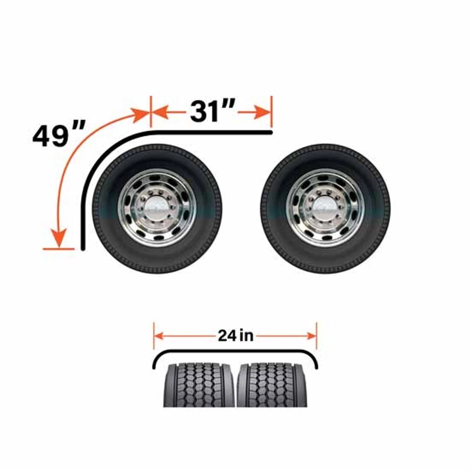 80” Stainless Steel Smooth Half Fenders W/ Brackets Fits Peterbilt FL KW Pair - Image 4 of 4