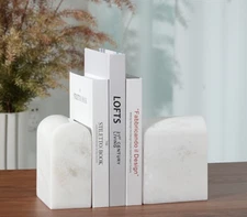 Koville African Natural Marble Bookends for Shelves, Non-Slip 13LBS Ultra Heavy