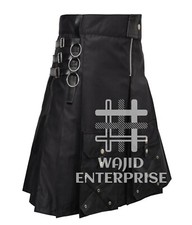 Men's Handmade Fashion Utility kilt 100 Cotton and Leather Straps Goth Kilt