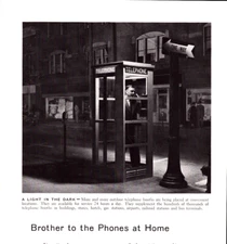 Bell Telephone System Phone Booth Man Calling on Corner Vintage Print Ad 1955