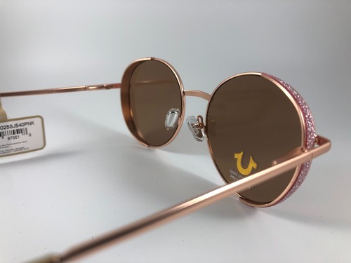 New $125 TRUE RELIGION Women's Sunglasses, Rose Gold, Round Retro Pink Crystals - Bild 7 von 12