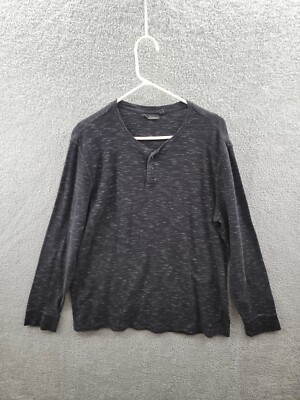 Marc Anthony Men's Slim Fit Pullover Shirt  Size XL Black Long Sleeve Small Hole