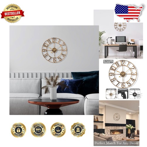 Oversized 16-Inch Quiet Wall Clock - Stylish Decor for Kitchen & Living Room