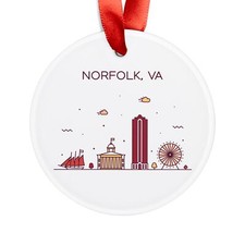NORFOLK VIRGINIA Skyline, USA Travel, Personalized Round Acrylic Ornament Gift