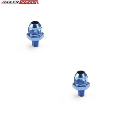 2PCS -8AN AN8 Male To M10 x1.0 Metric Straight Aluminum Fuel Oil Fitting Blue US