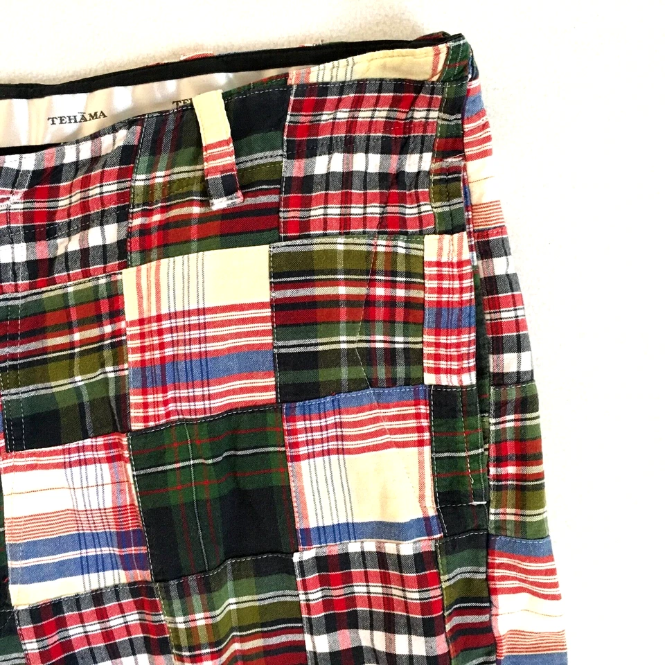 Pantalones Cortos a Cuadros Tehama India Madras Patchwork Para Hombre 38 Rojo Blanco Azul Verde Foto 3 de 4