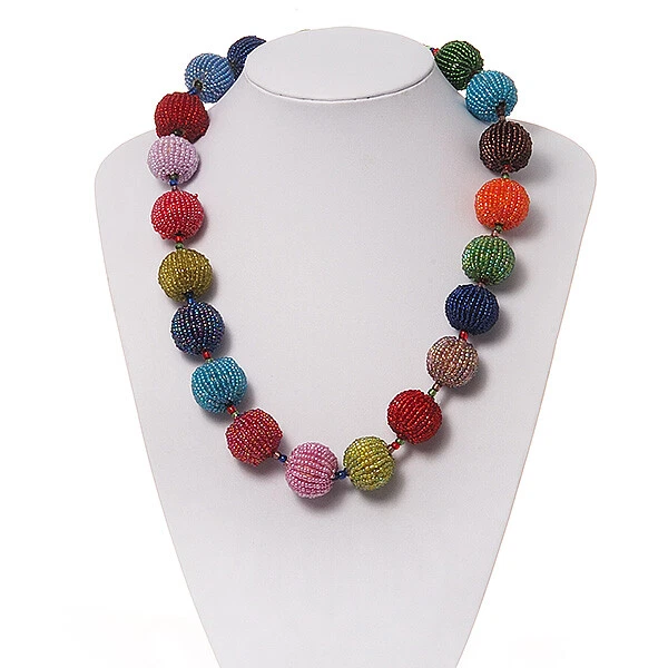 Beaded Necklace - Chunky Bead Necklace with Twisted Lampworked Glass B |  Jewelry Trends