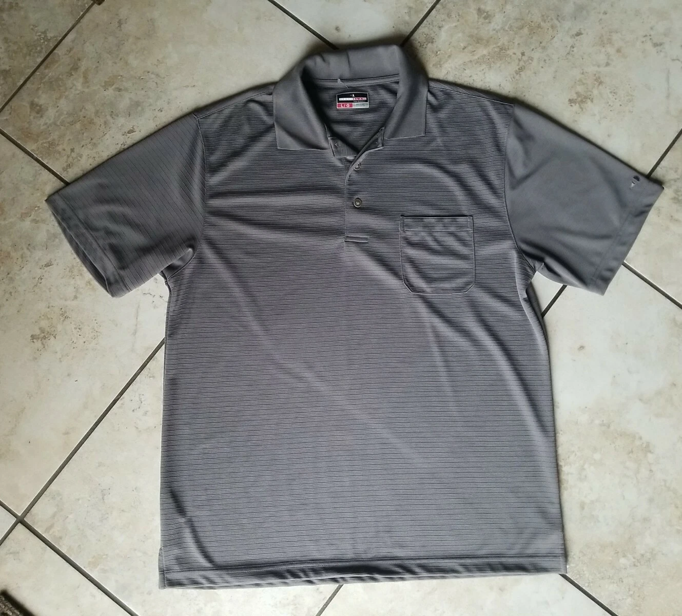 Grand Slam Performance Golf Men's Shirt Polo Gray Striped Size L/G