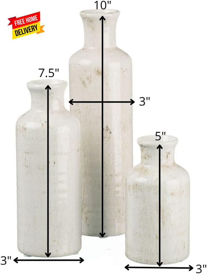 White Ceramic Vase Set, Farmhouse Decor, Home Decorative Vase, Vases for Your Ki eBay