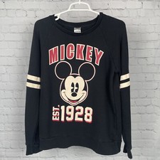 Vtg Disney Womens Lg Mickey Mouse Est 1928 Black Sweatshirt Pullover Crewneck