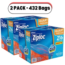Ziploc Easy-Open Tabs Freezer Quart Bags (2 PACK, 432 ct.)