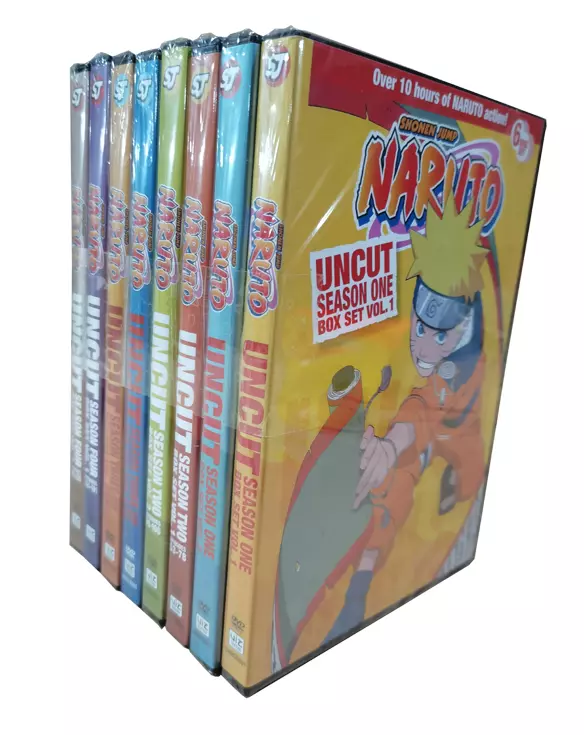  Naruto Uncut: Complete Seasons 1-4 (8 Box-Set Pack: 220 Episodes  on 48 Discs) : Movies & TV