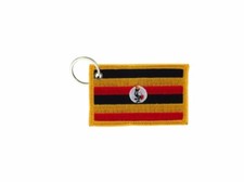 Keychain keyring embroidered embroidery patch double sided flag uganda
