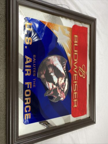 Vintage 2004 Budweiser gerahmtes verspiegeltes Schild Salutes THE U.S. AIR FORCE Adler - Bild 4 von 5