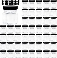 1.5 OZ Mini Hexagon Glass Jars 48x Empty Honey Jars Small Spice Jars with Black