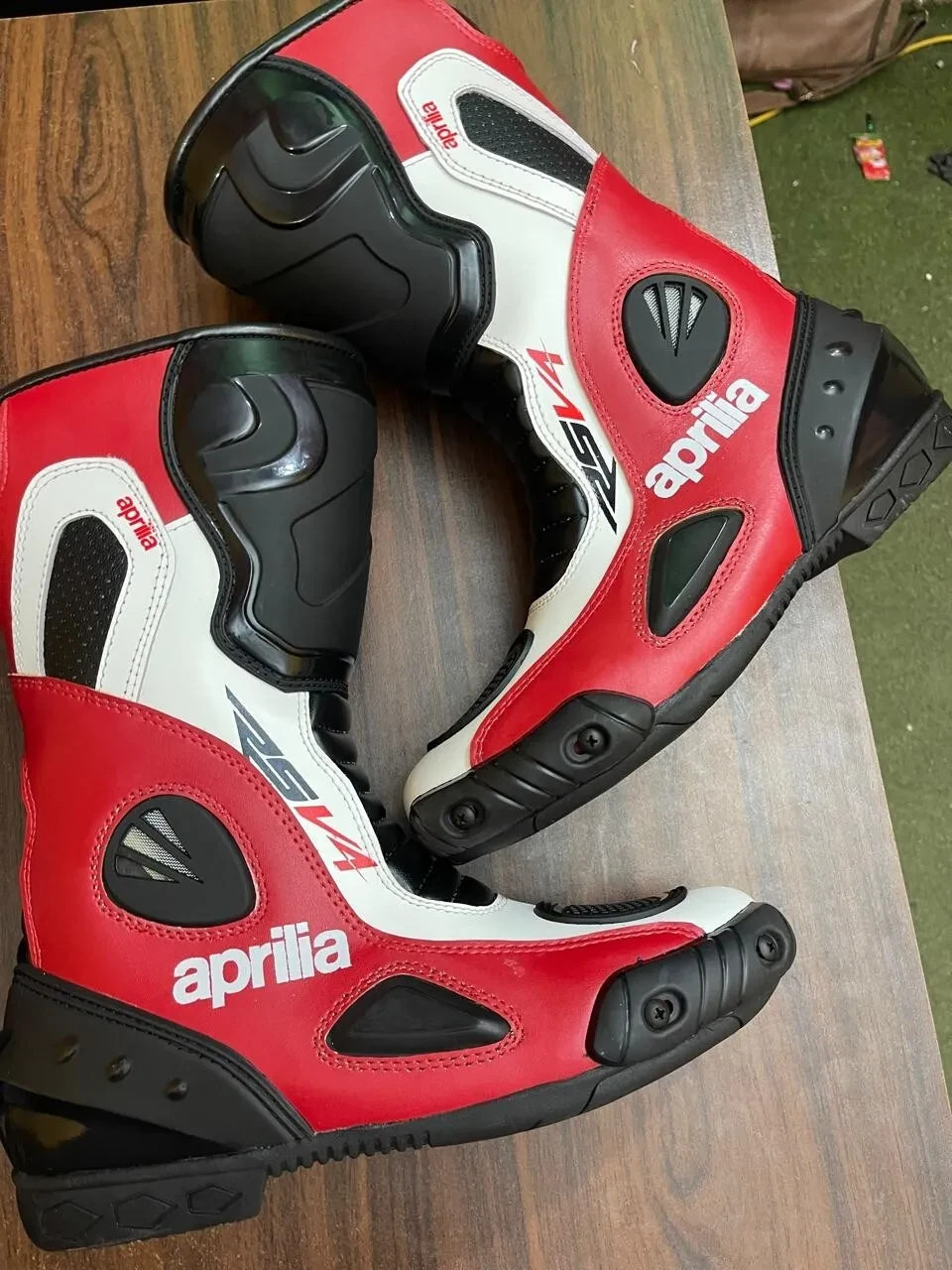 Bottes de moto en cuir APRILIA bottes courses de motard homme noir