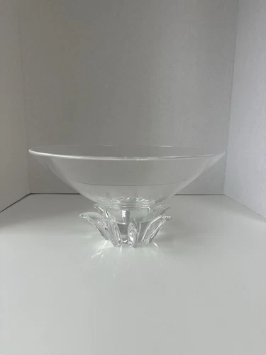 1960’s Steuben Donald Pollard Peony Crystal Art Glass Centerpiece Bowl Signed