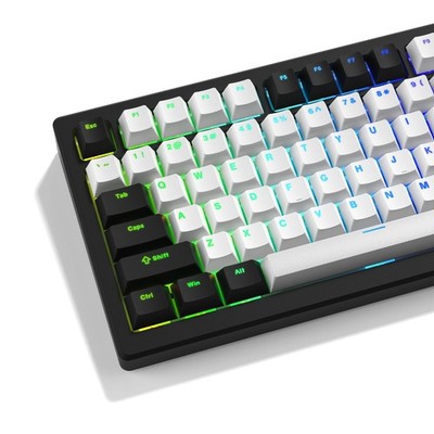 124 PCS White Black Shine Through PBT Keycaps Fits 60/65/75/100 Percent