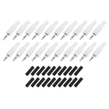 20Set 1/8" TRS Stereo Male Plug 3.5mm 3 Pole Plastic Housing White