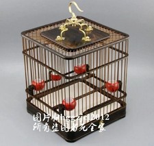 Ebony Wood Bird Cage Pet Nest Home Decor Handcraft Hook Cups Cover