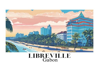 Libreville Gabun K�stenszene Wandkunst Moderne Illustration Urbane Sze