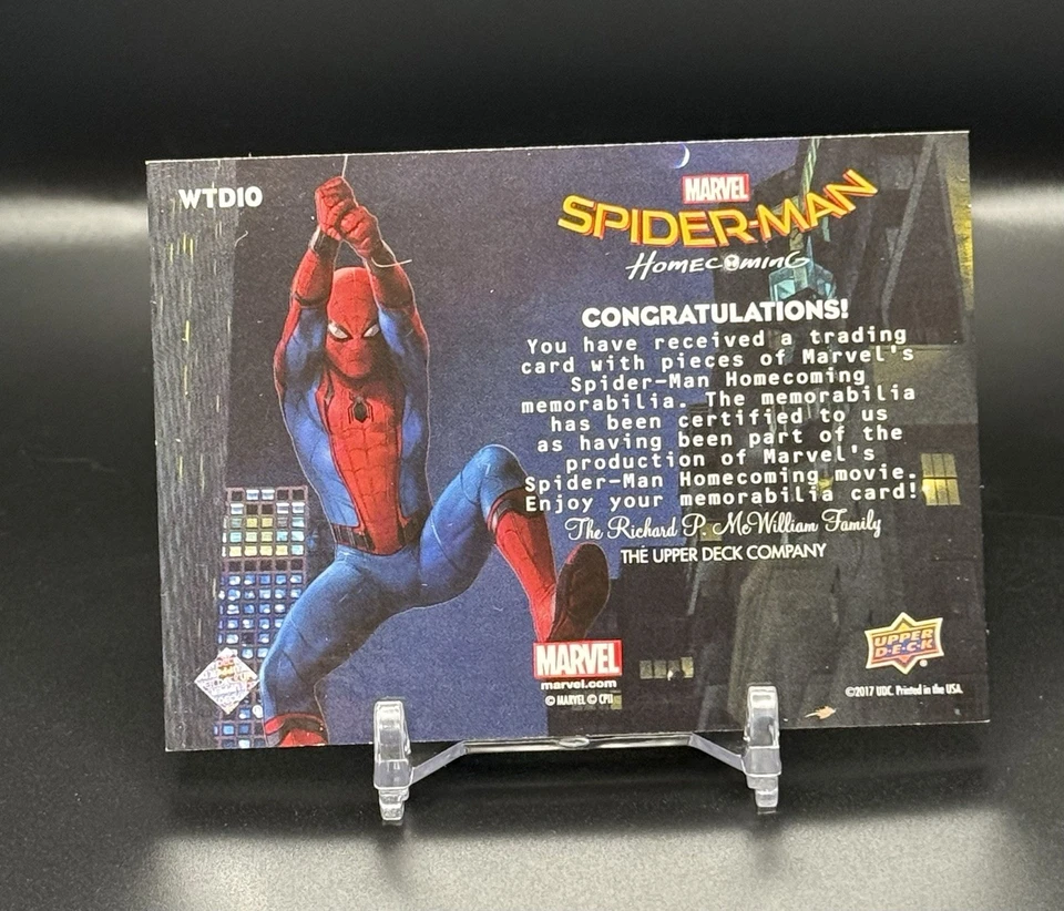Reliquia de película doble Upper Deck Spiderman Homecoming Webbed Threads 2017 #WTD10 Foto 4 de 4