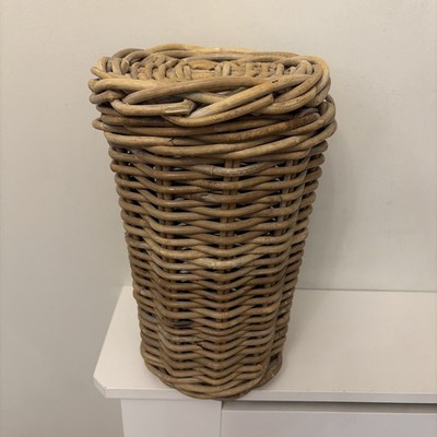 Weidenkorb geflochten mit Deckel Zylinder Toilettenpapierhalter
