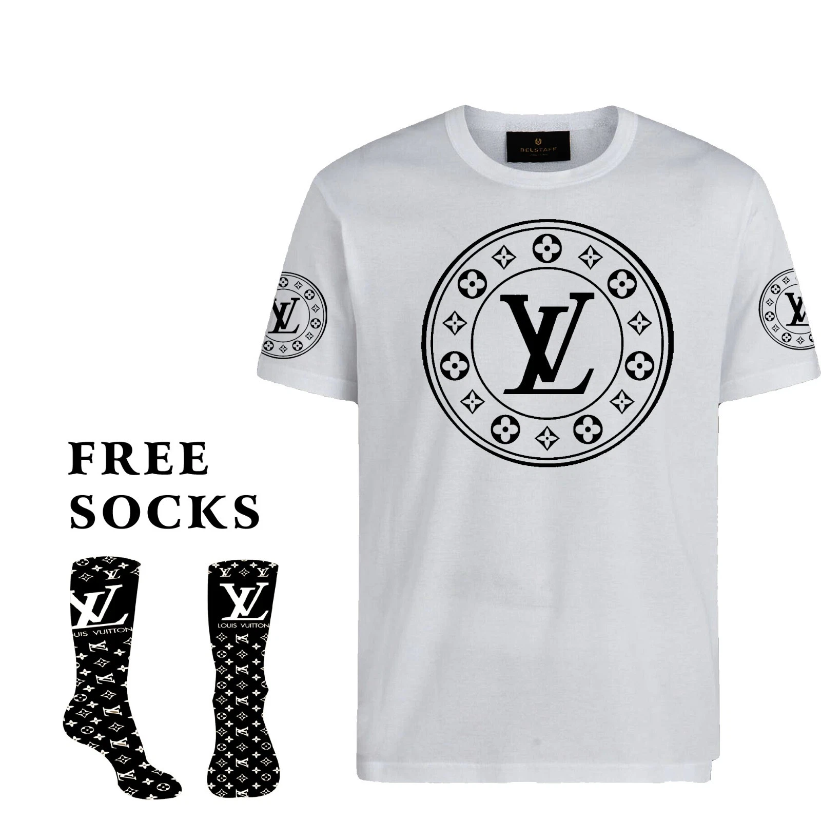 Beautiful Stylish Summer LVV T-shirt M To 3xl Black Unisex T-shirt free socks