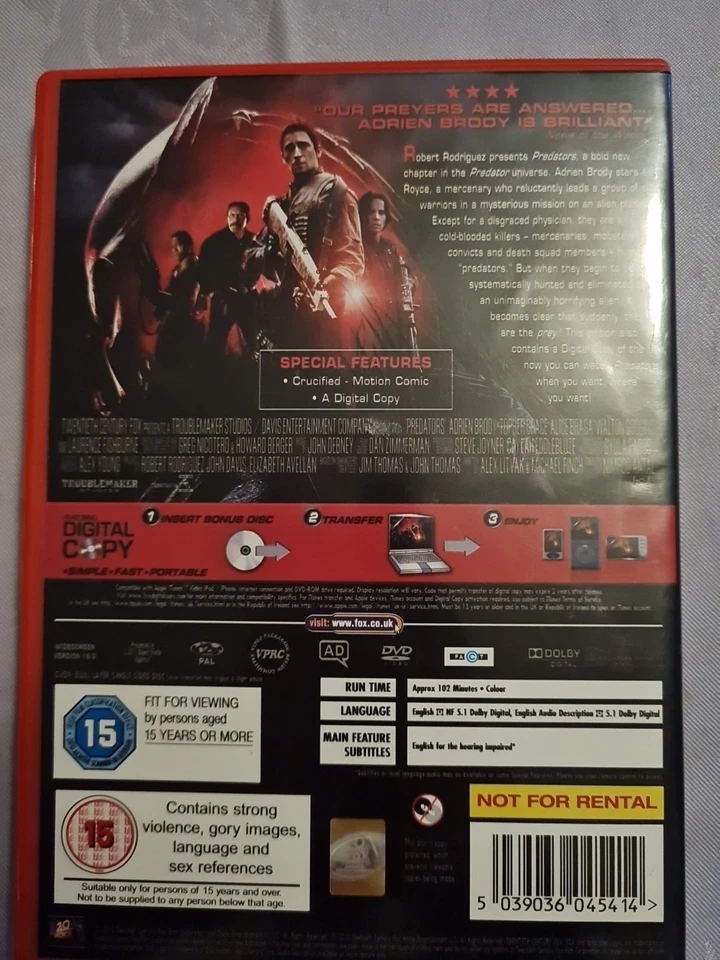 Robert Rodriguez - Predators Dvd + Digital Copy - Image 2 of 4