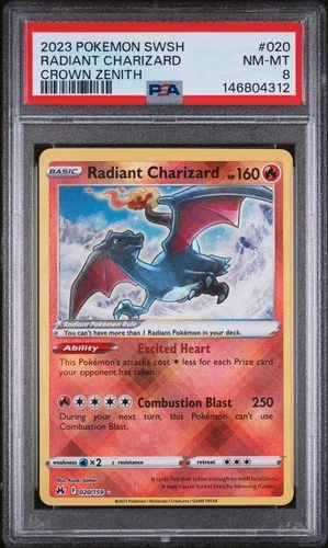 Radiant Charizard 020/159 Crown Zenith Holo PSA 8