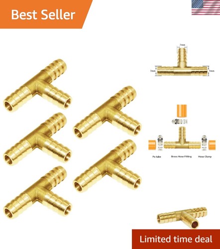Brass 1/4" Barb Tee Fittings T-Shaped 3 Ways Union 1/4" Hose Pipe Fitting for...