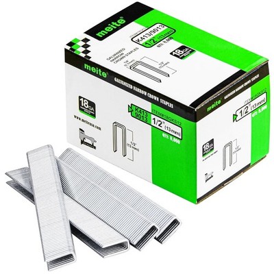 meite 18 Gauge 1/4-Inch Narrow Crown Staples Galvanized 1/2'' to 1-1/2'' Length