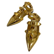 Valentino Sandals Flat Shoes Studs Pointed Toe 35 Gold Ladies