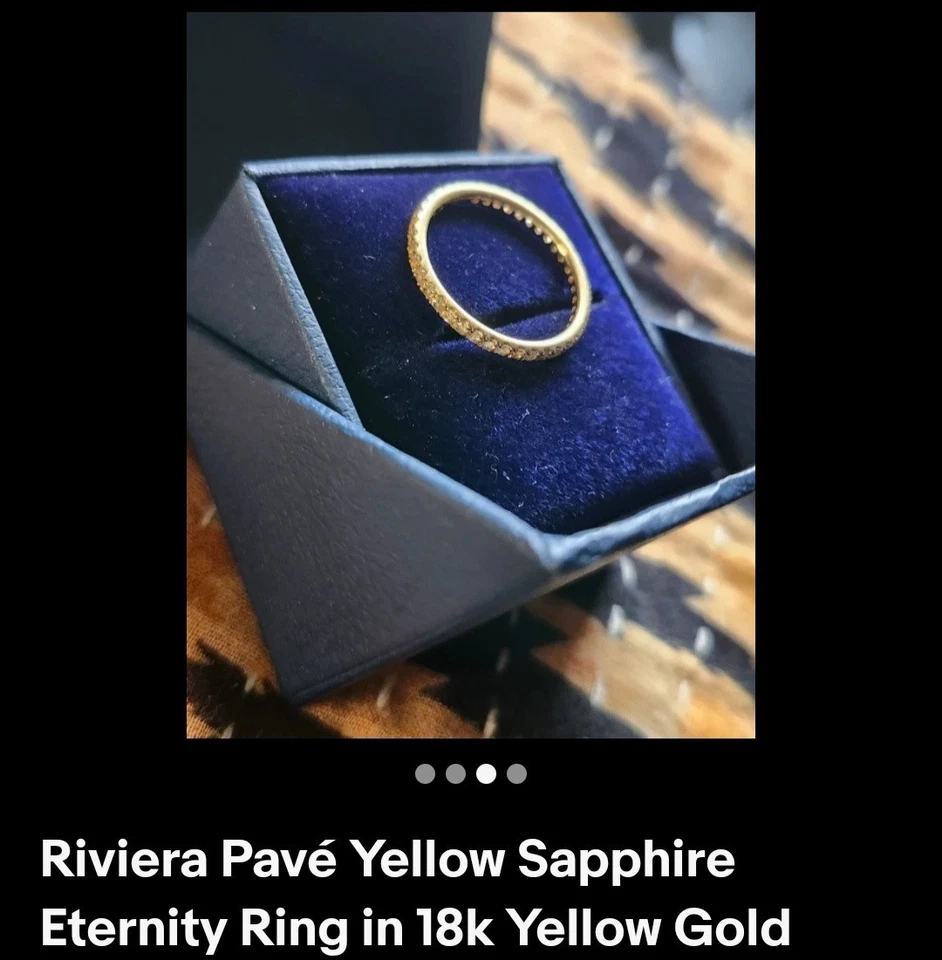 Anillo de eternidad Riviera pavé de zafiro amarillo de oro amarillo de 18 k (1,5 mm) talla 7 Foto 3 de 3