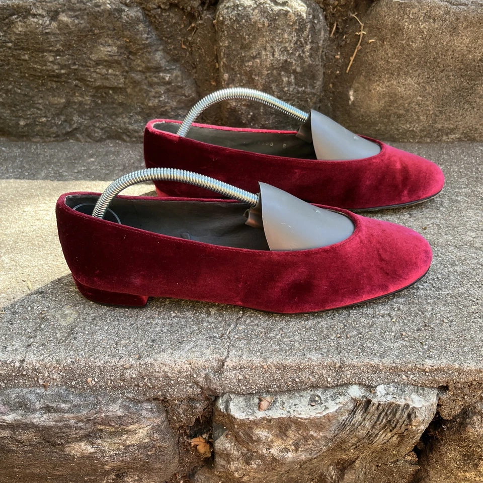 Stuart Weitzman Pisos Terciopelo Rojo Borgoña EE. UU. 8 M Foto 4 de 4