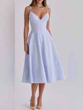 NEW House of CB Millie Bluebell Corset Bodice Stretch Cotton midi Dress sz XS