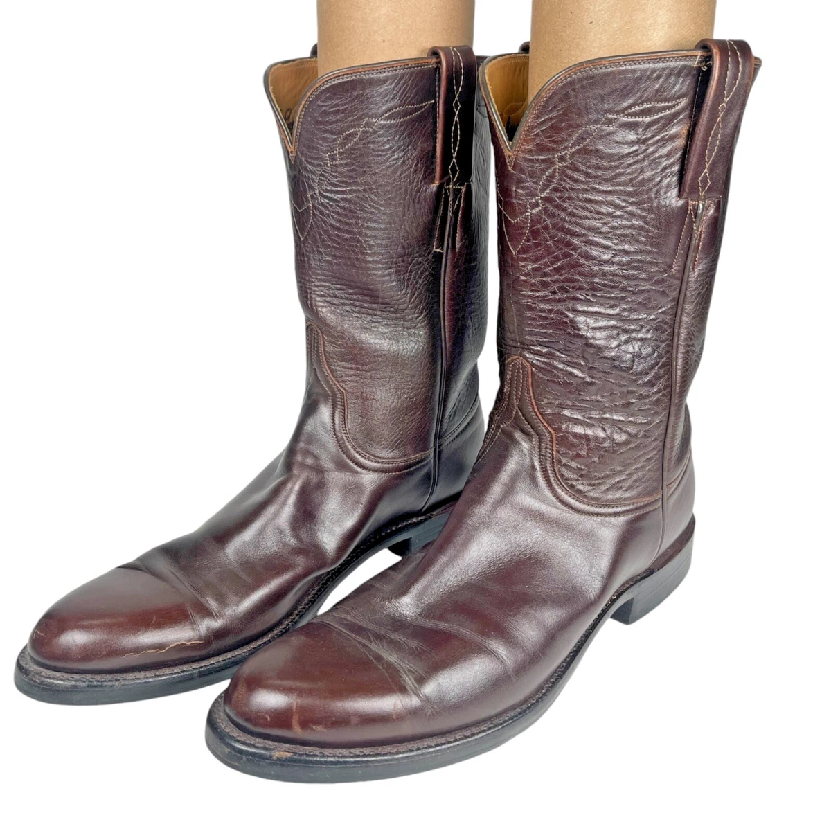 Lucchese Leather Upper Low (1-1.9 in) Heel Height Boots for  display picture 1