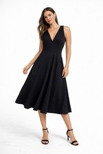 DRESS THE POPULATION CATALINA DRESS black XXL v neck fit flare cocktail party
