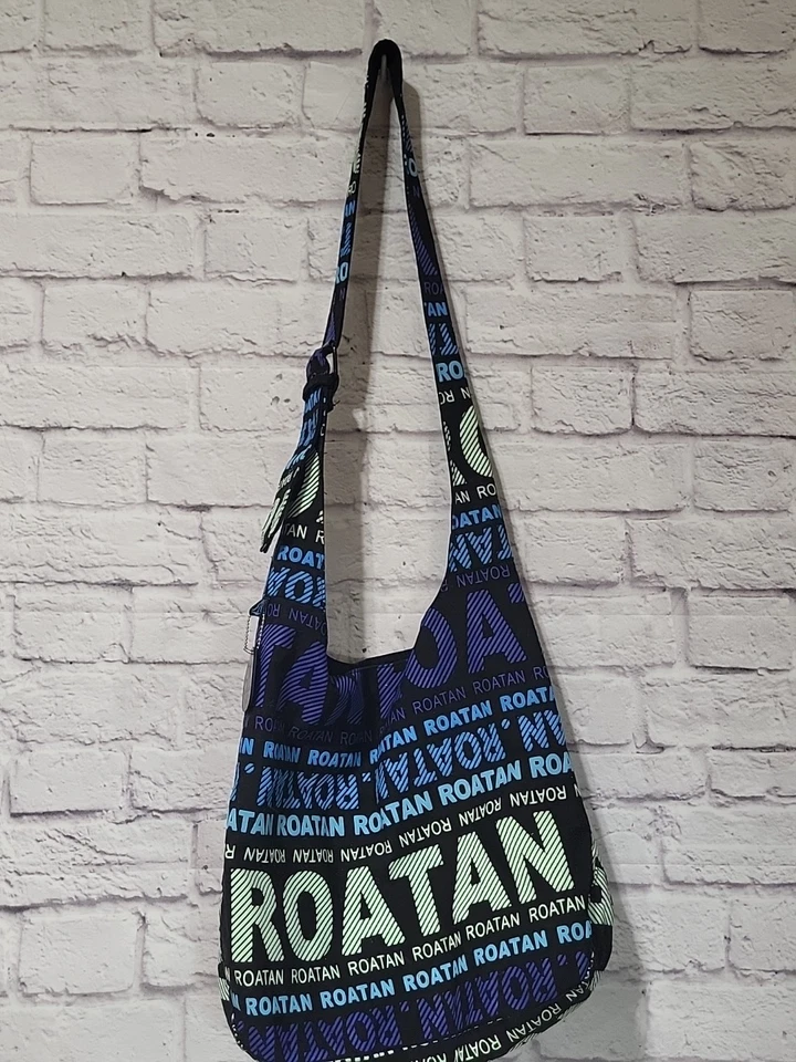 Roatan Duffle Purse Tote Blue Black Crossbody Robin Ruth Boho Vibe - Image 4 of 4
